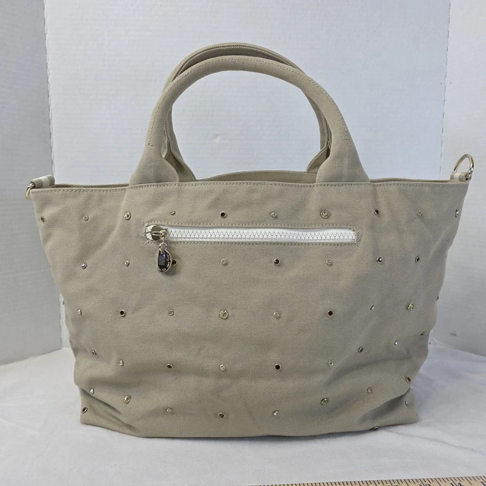 Thea Thea Diaper Bag Tan Canvas‎ Gemstone Bedazzled